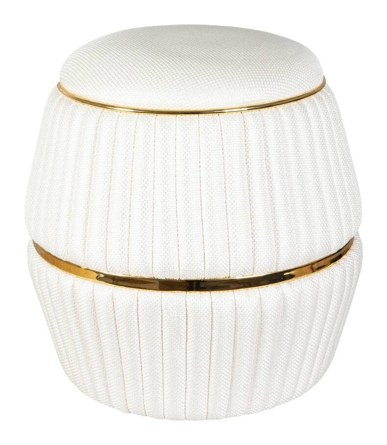 360 Living Hocker Doric 220 elfenbein gold H/D: ca. 53x51,5 cm