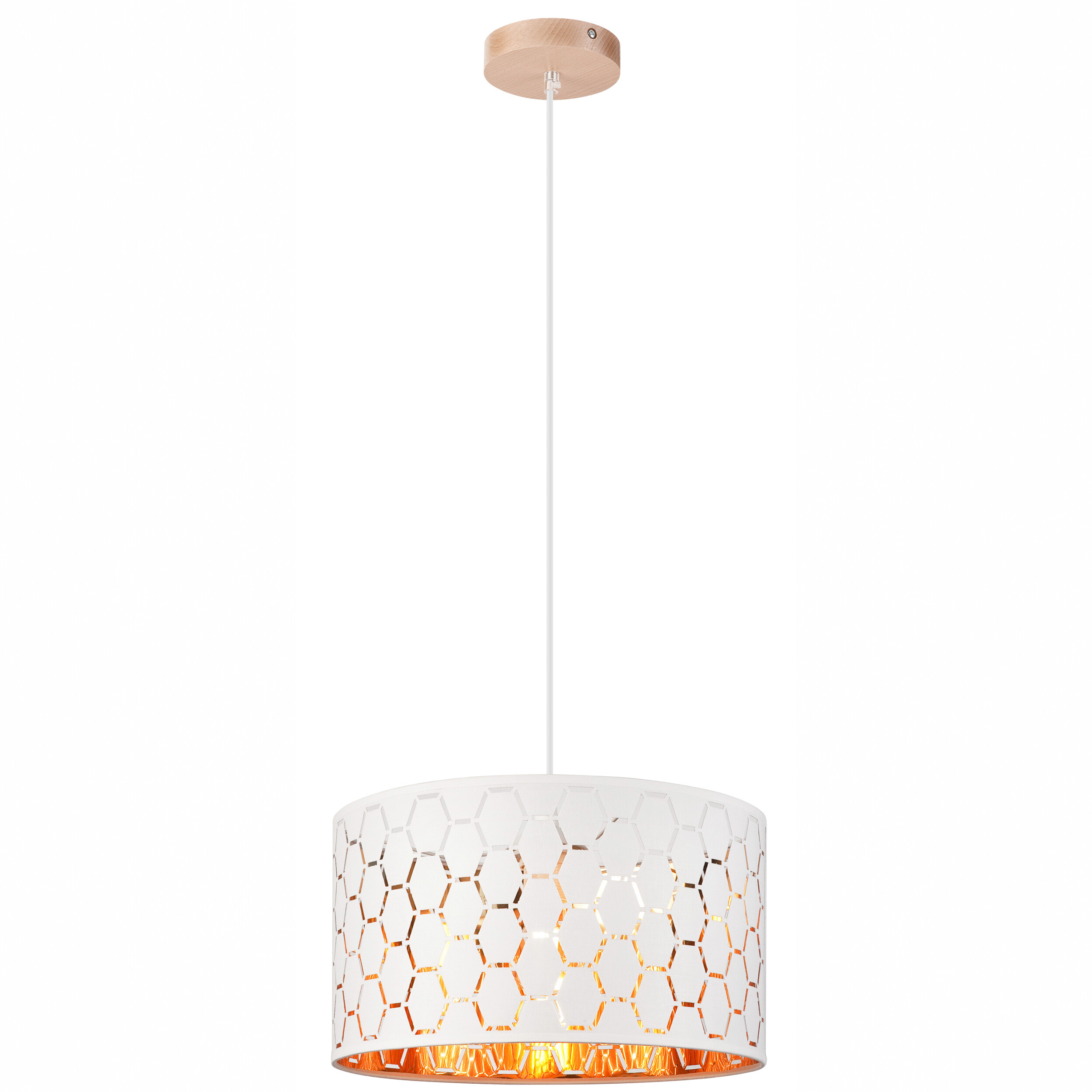 Lamkur Pendelleuchte weiß Holz B/H/L: ca. 37x23x37 cm E27 1 Brennstellen