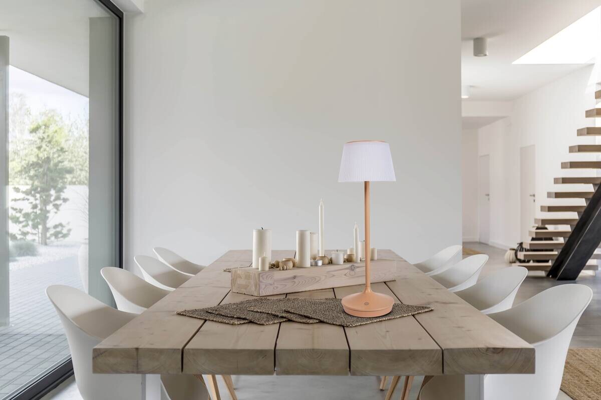 LED-Solar-Tischleuchte beige Kunststoff Metall B/H/T/D: ca. 13x38x13x13 cm