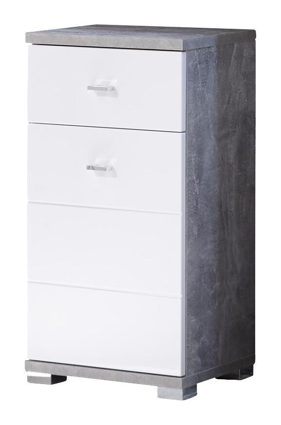 Badkommode Pool Beton Optik weiß Hochglanz B/H/T: ca. 38x73x30 cm
