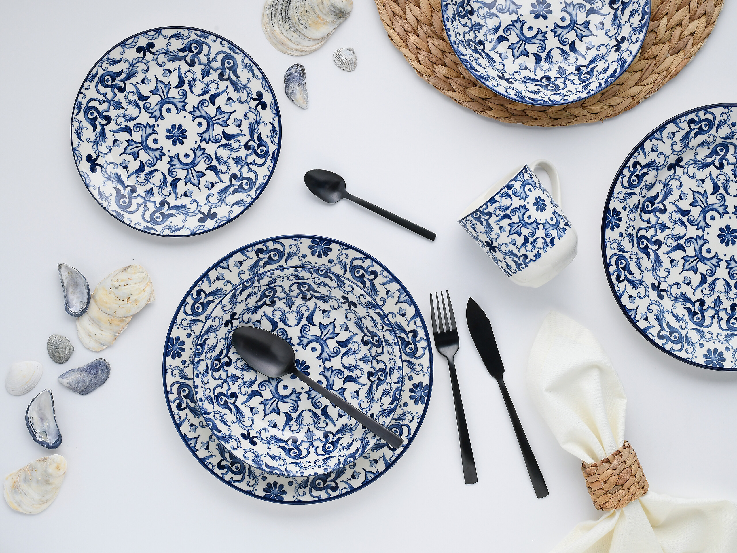 CreaTable Kombiservice Fresco blau Steingut 16 tlg.