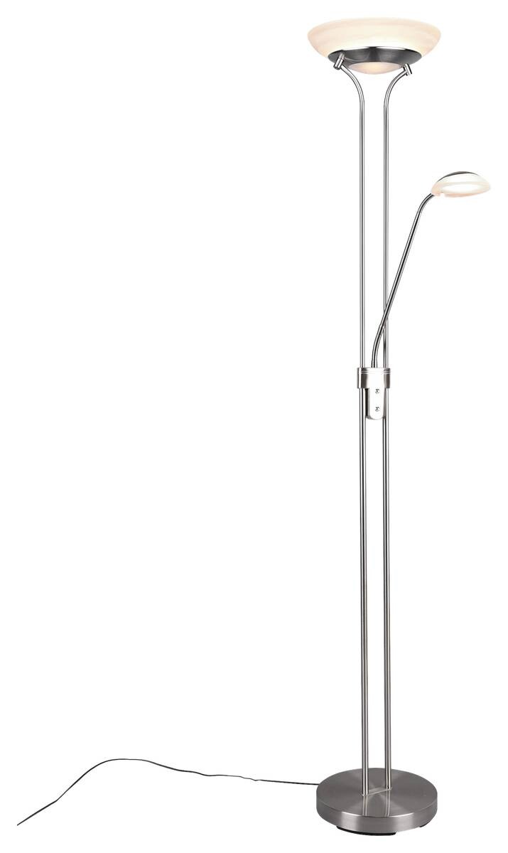 Reality Stehleuchte Orson nickel matt weiß Metall Glas H/D: ca. 180x32 cm