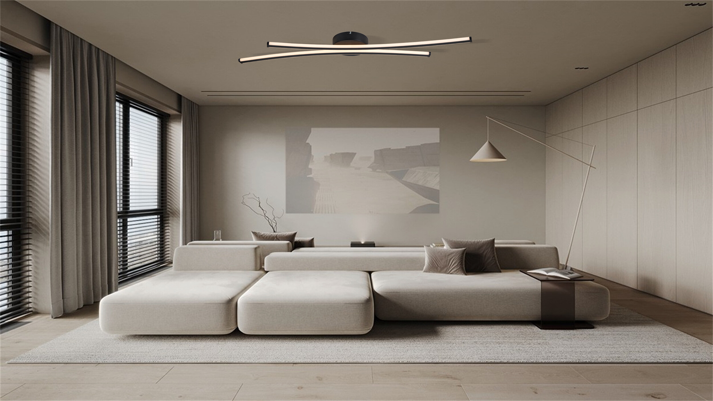 POCOline LED-Deckenleuchte Dion mattschwarz Metall Kunststoff B/H/L: ca. 15x5,5x90 cm