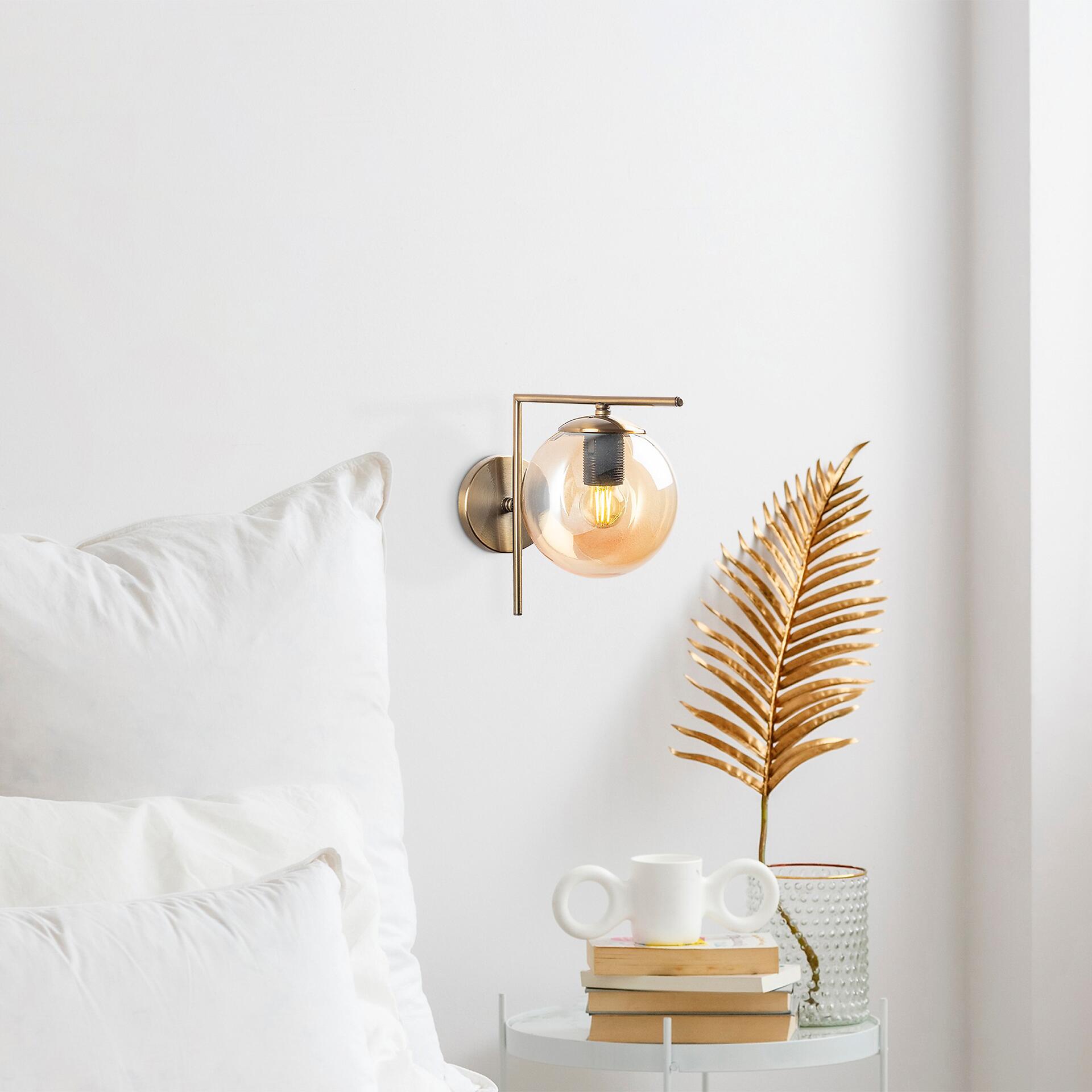 Opviq Wandleuchte Glas Metall B/H/L: ca. 28x23x15 cm E14 1 Brennstellen