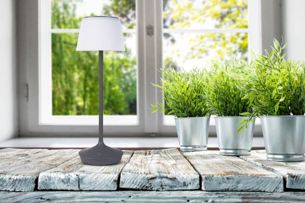 Näve Leuchten Tischleuchte 5310716 grau Metall Kunststoff B/H/T: ca. 13x38x13 cm