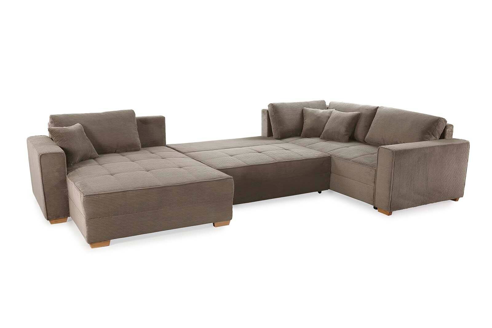 Wohnlandschaft taupe Microfaser B/H/T: ca. 379x86x227 cm