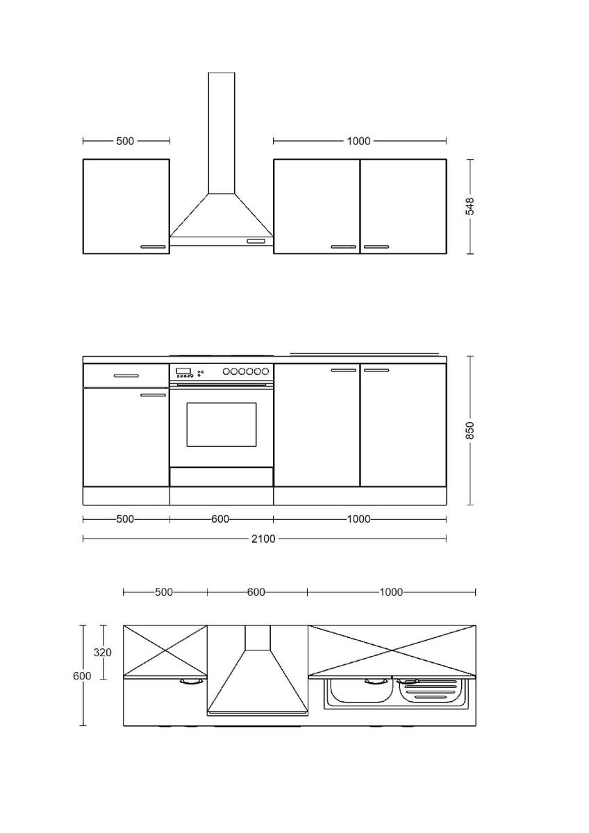 Küchenblock Cara grün matt B/H/T: ca. 210x200x60 cm