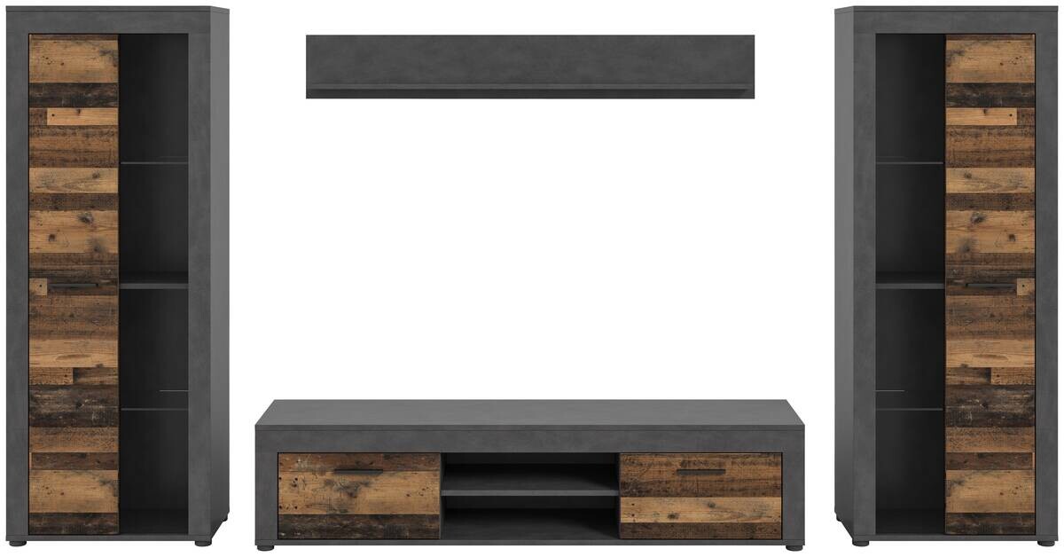 Wohnwand Jam Matera Nachbildung Old Wood Nachbildung B/H/T: ca. 159x310x35 cm