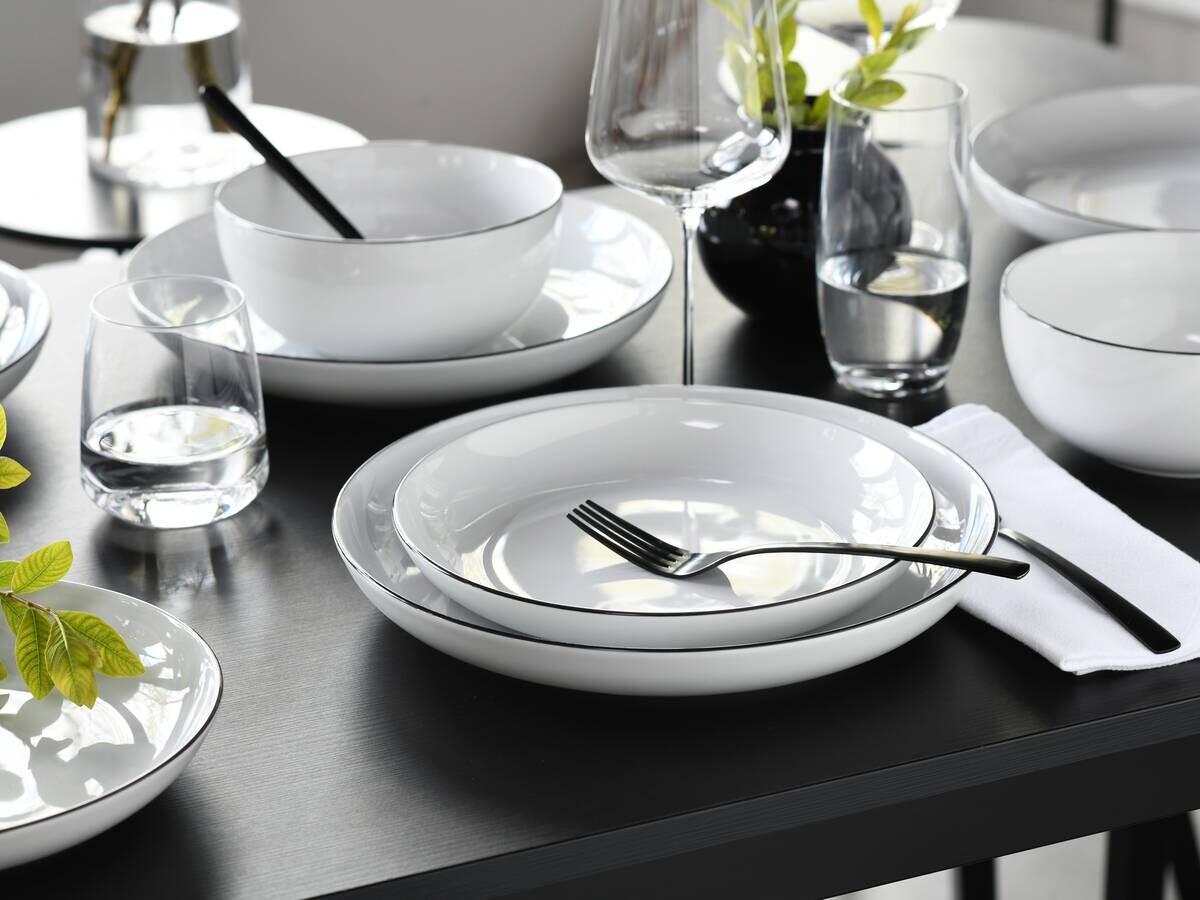 CreaTable Teller-Set Allround Black Line weiß Porzellan
