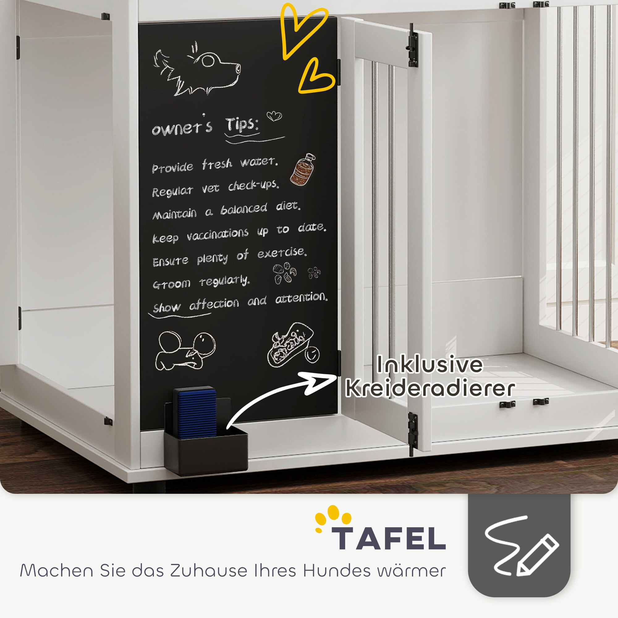 PawHut Hundekäfig weiß Stahl B/H/L: ca. 65x150x98 cm