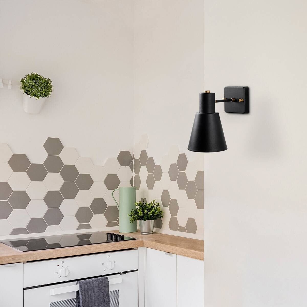 Opviq Wandleuchte schwarz gold Metall B/H/L: ca. 24x21x14 cm E27 1 Brennstellen