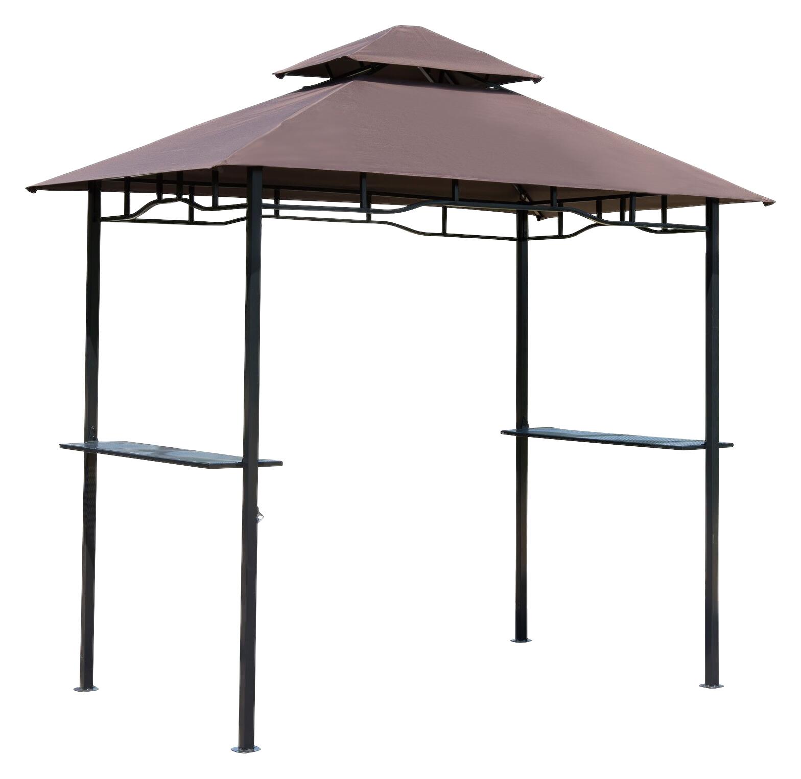 Outsunny Gartenpavillon café braun Stahl B/H/L: ca. 150x255x245 cm