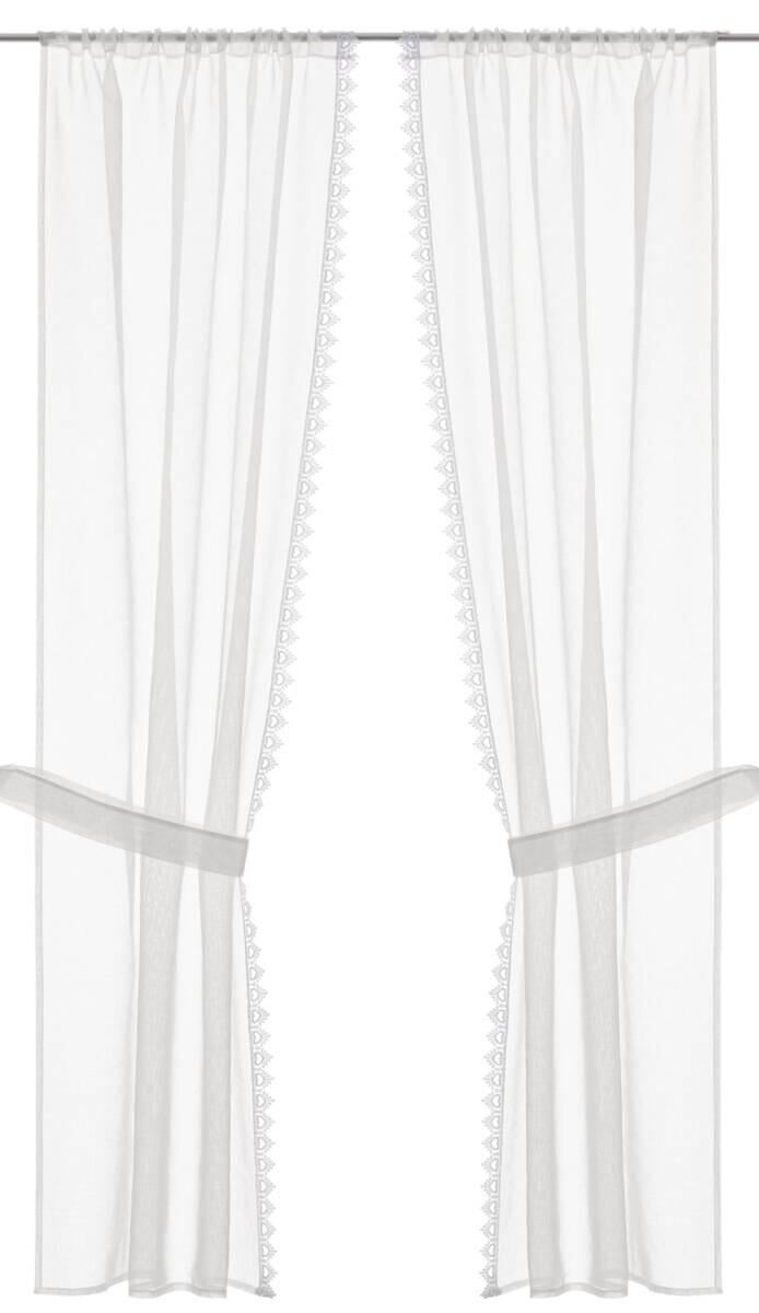 CASA CREATION Landhausgardine Nishay wollweiß B/L: ca. 75x160 cm