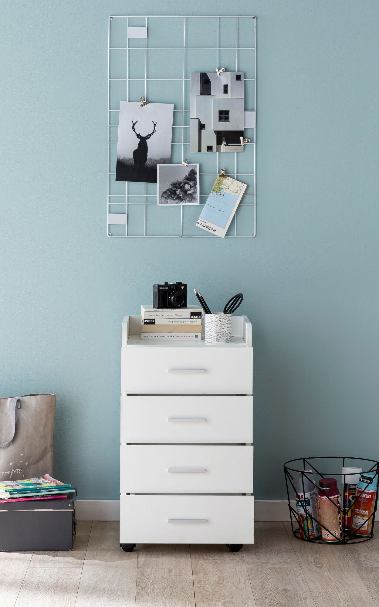 Rollcontainer weiß Spanplatte B/H/T: ca. 40x70,5x33 cm