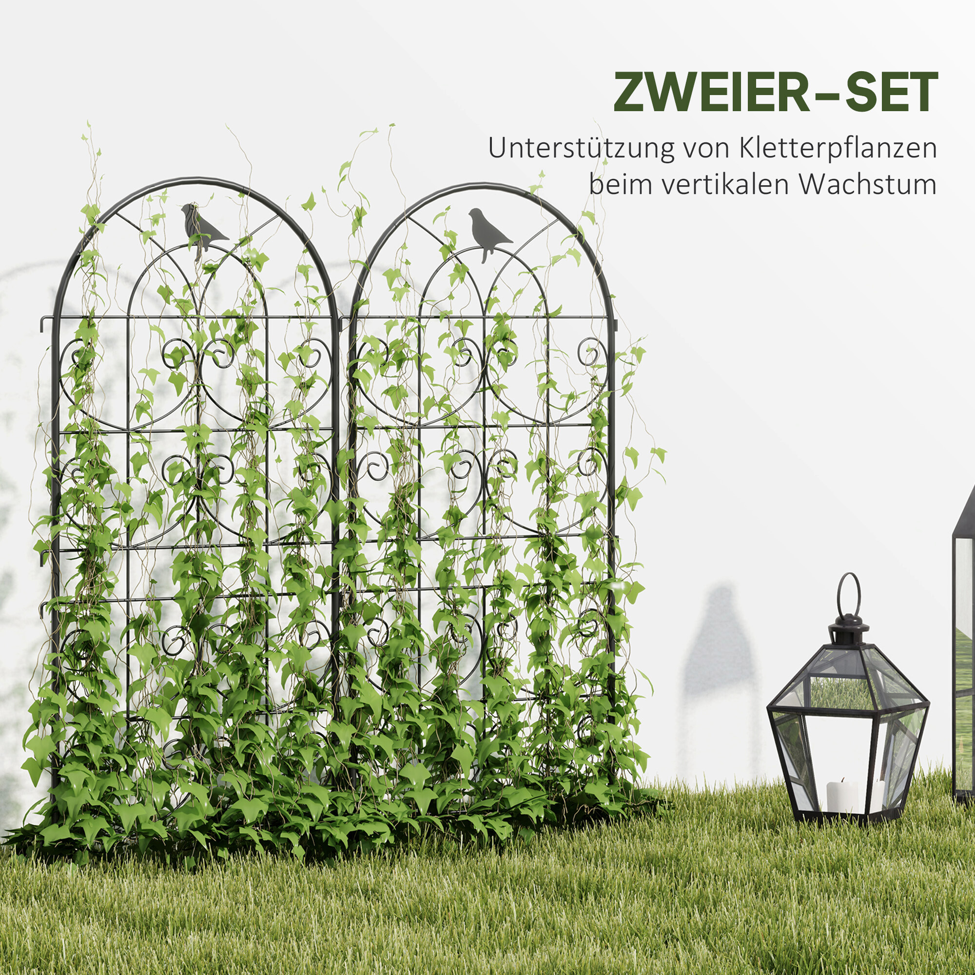 Outsunny Rankgitter 2er Set schwarz B/H/L: ca. 1,3x120x50 cm