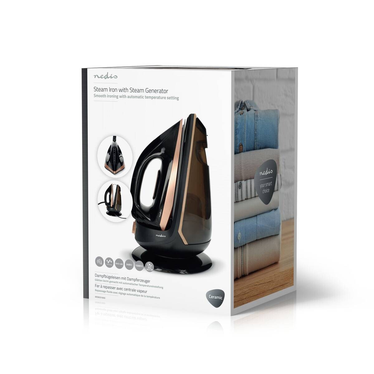 Nedis Dampfgenerator schwarz silber Aluminium Keramik Kunststoff B/H/L: ca. 22,5x34,5x18,5 cm