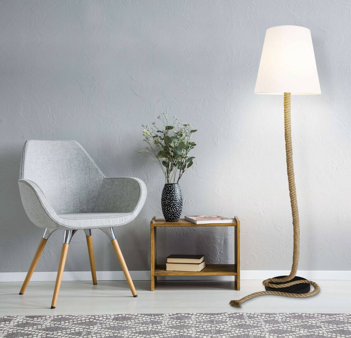 Näve Leuchten Stehleuchte 2068227 natur Kunststoff Textil Metall B/H/T: ca. 40x165x40 cm 1 Brennstellen