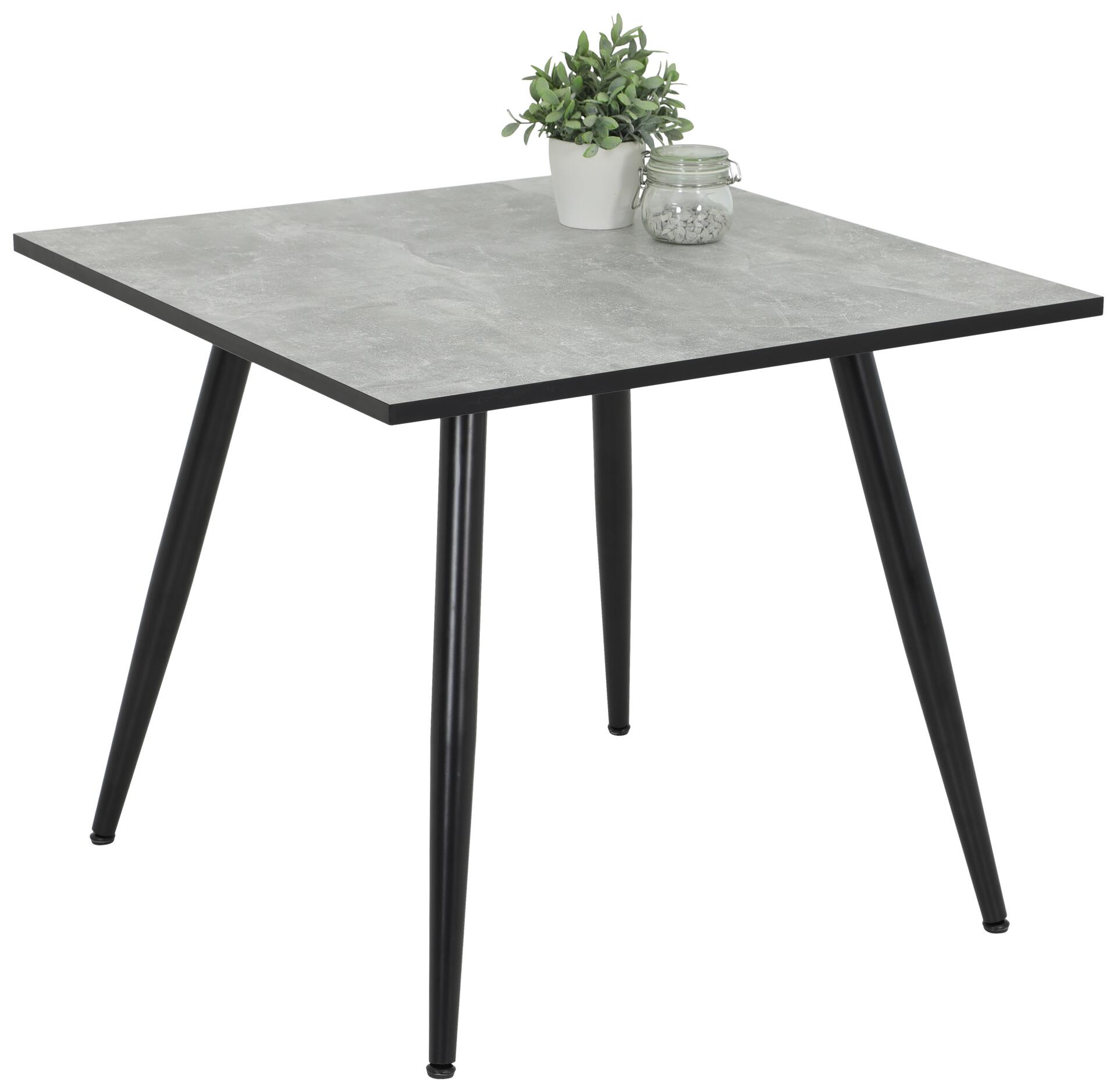 Esstisch Alena Beton Optik schwarz B/H/T: ca. 90x76x90 cm