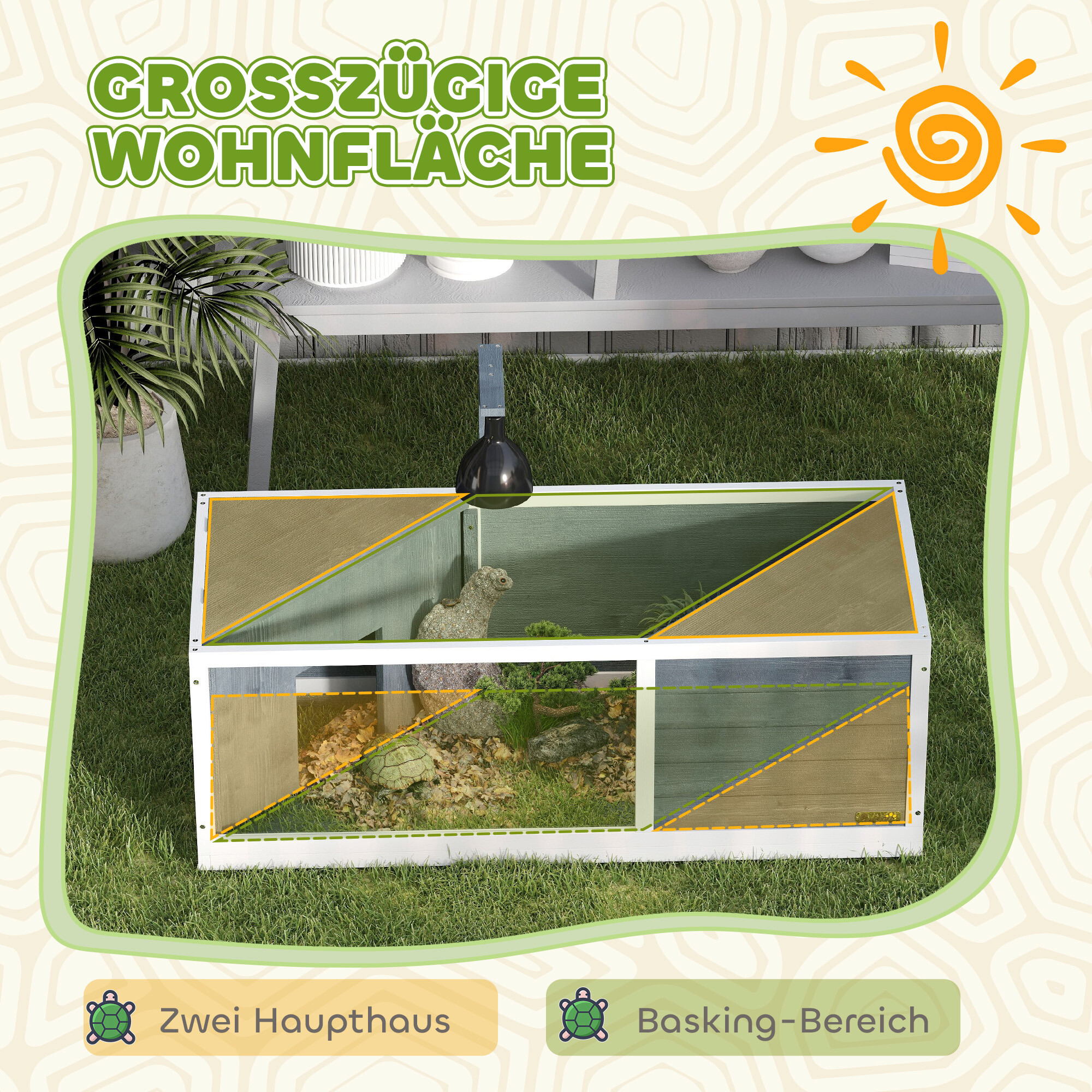 PawHut Schildkrötenhaus grau Holz B/H/L: ca. 50x40x120 cm