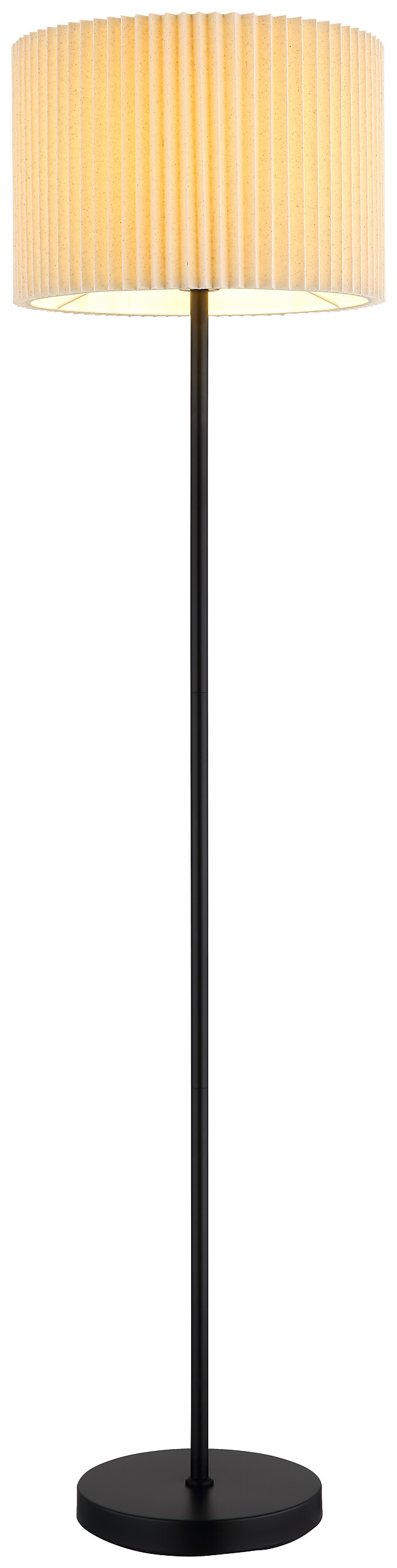 GLOBO Stehleuchte natur mattschwarz Metall Textil H/D: ca. 152x38 cm E27 1 Brennstellen