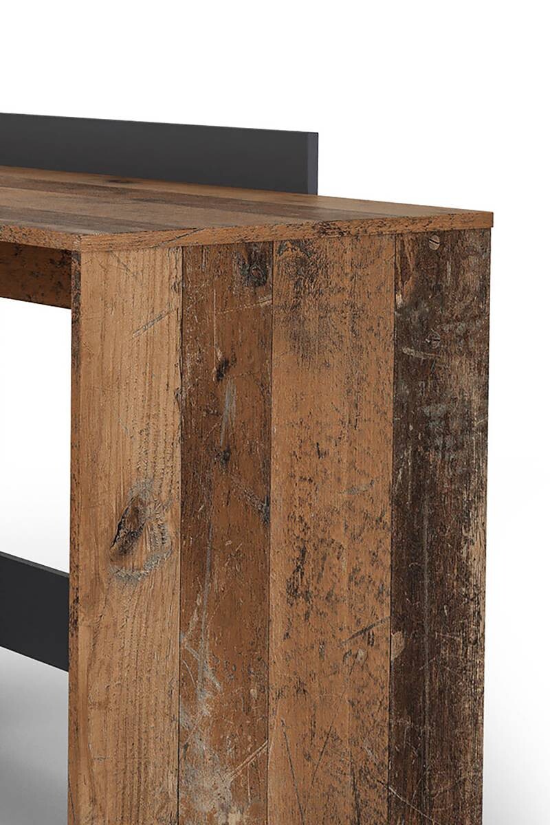 Winkelschreibtisch BELFAST anthrazit Eiche Old Wood Nachbildung B/H/T: ca. 129x83,5x105 cm