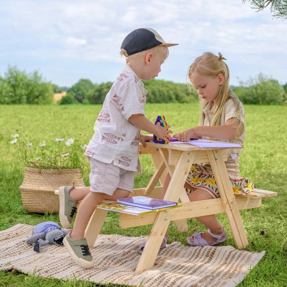 Timbela Kindersitzgarnitur M012 natur Holz B/H/L: ca. 60x50x81 cm