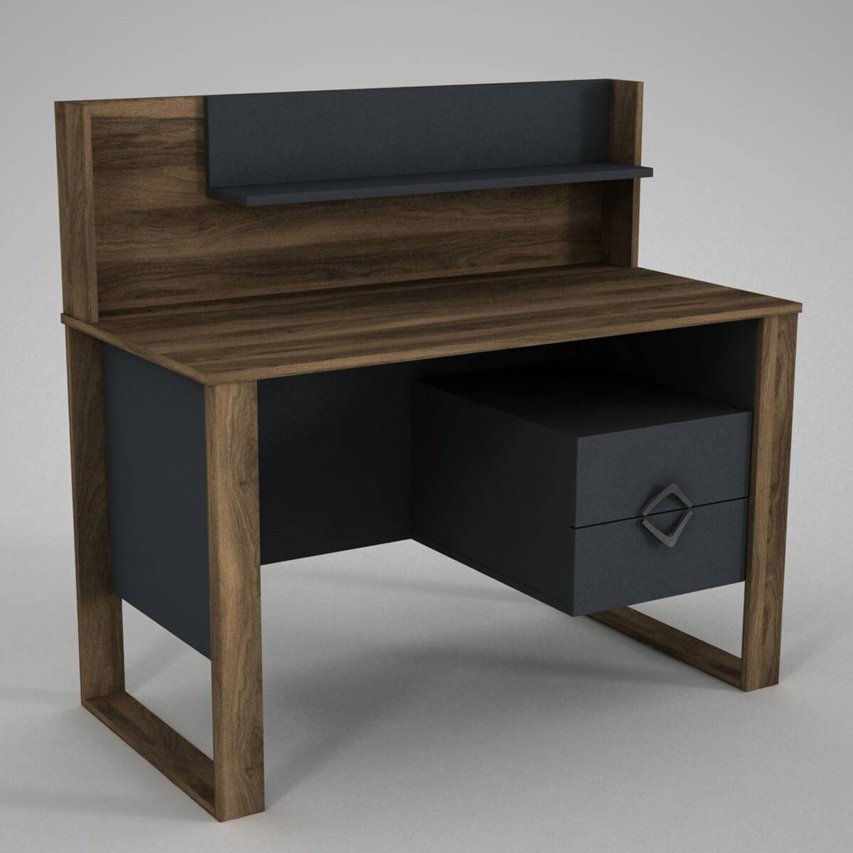 Schreibtisch Bumerang walnuss Nachbildung anthrazit B/H/T: ca. 120x114x60 cm