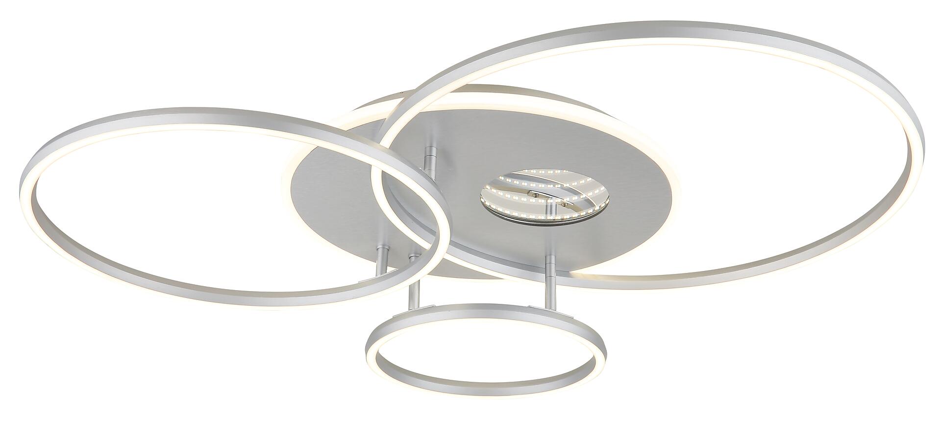 GLOBO Deckenleuchte Invertina Opal silber Acryl Aluminium Kunststoff B/H/L: ca. 70x13x90 cm 1 Brennstellen