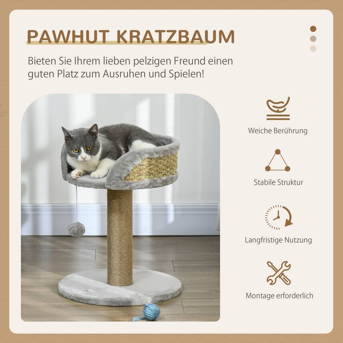 PawHut Kratzbaum grau Spanplatte B/H/L: ca. 40x49x40 cm