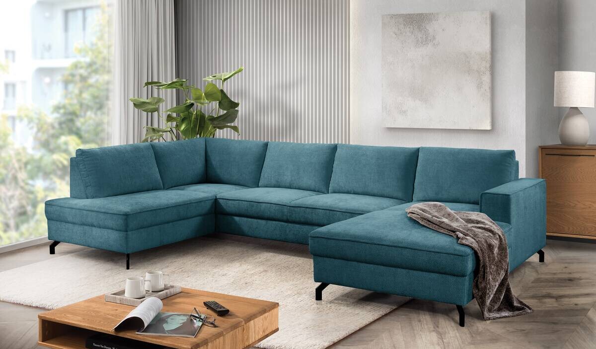 Wohnlandschaft Santorin petrol Microfaser B/H/T: ca. 349x88x197 cm