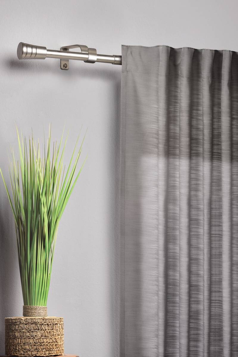 Gardinenstange Edelstahloptik Metall L: ca. 280 cm ausziehbar von ca. 160 bis 280 cm 1.0 Läufe