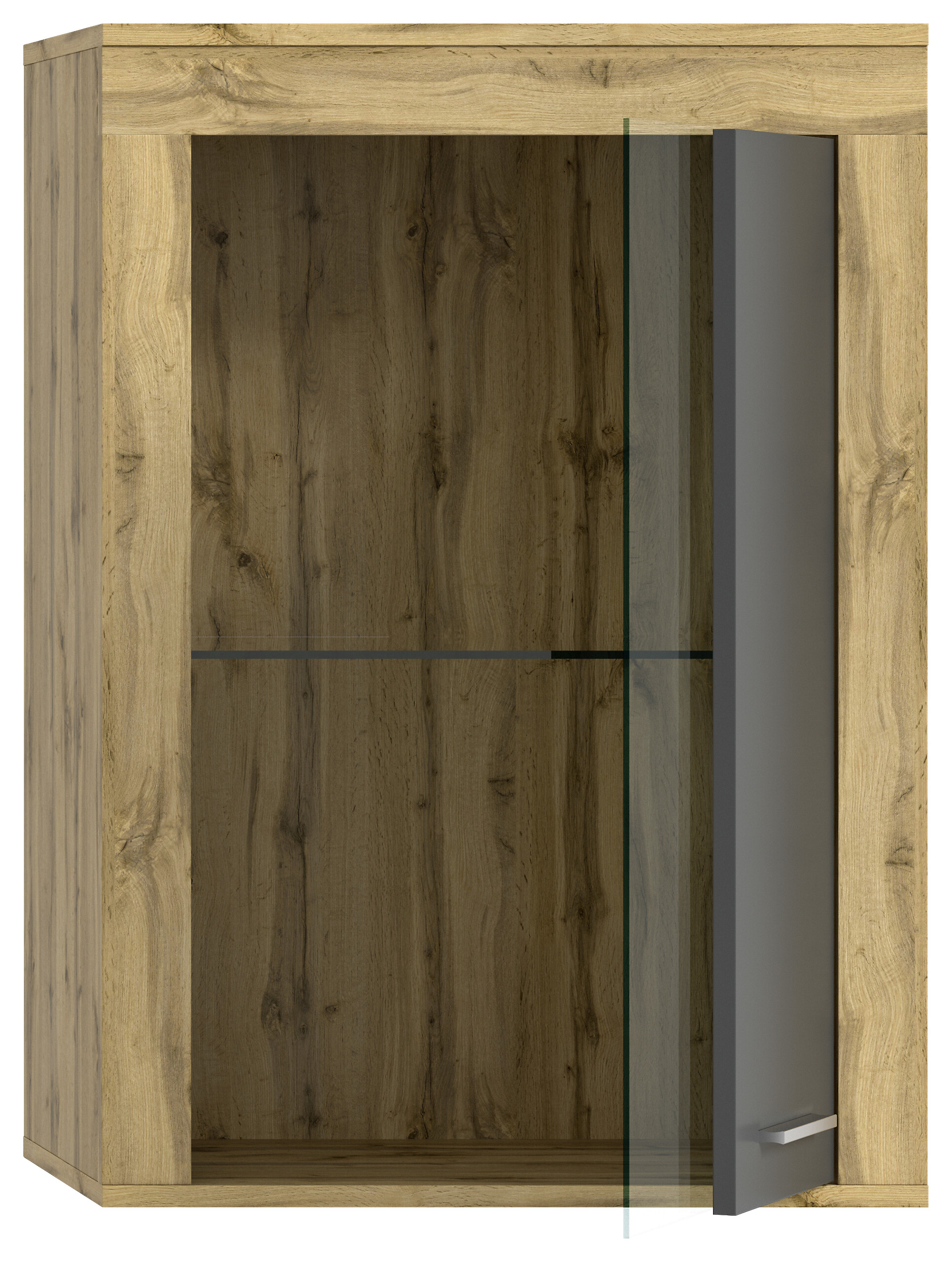 Vitrine Jam Eiche Wotan Nachbildung grau B/H/T: ca. 60x86x35 cm