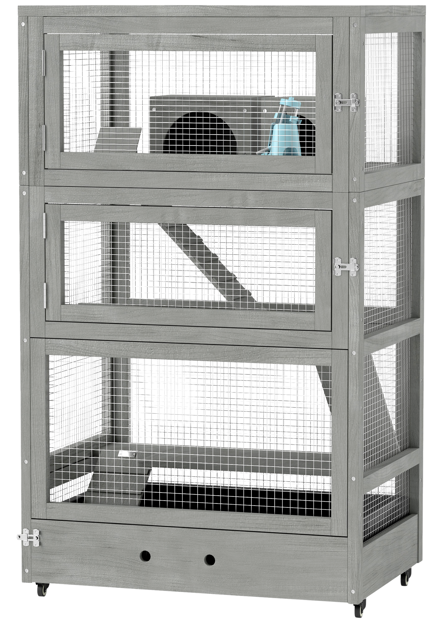 PawHut Zwerghamsterkäfig grau Holz B/H/L: ca. 45x109x65 cm