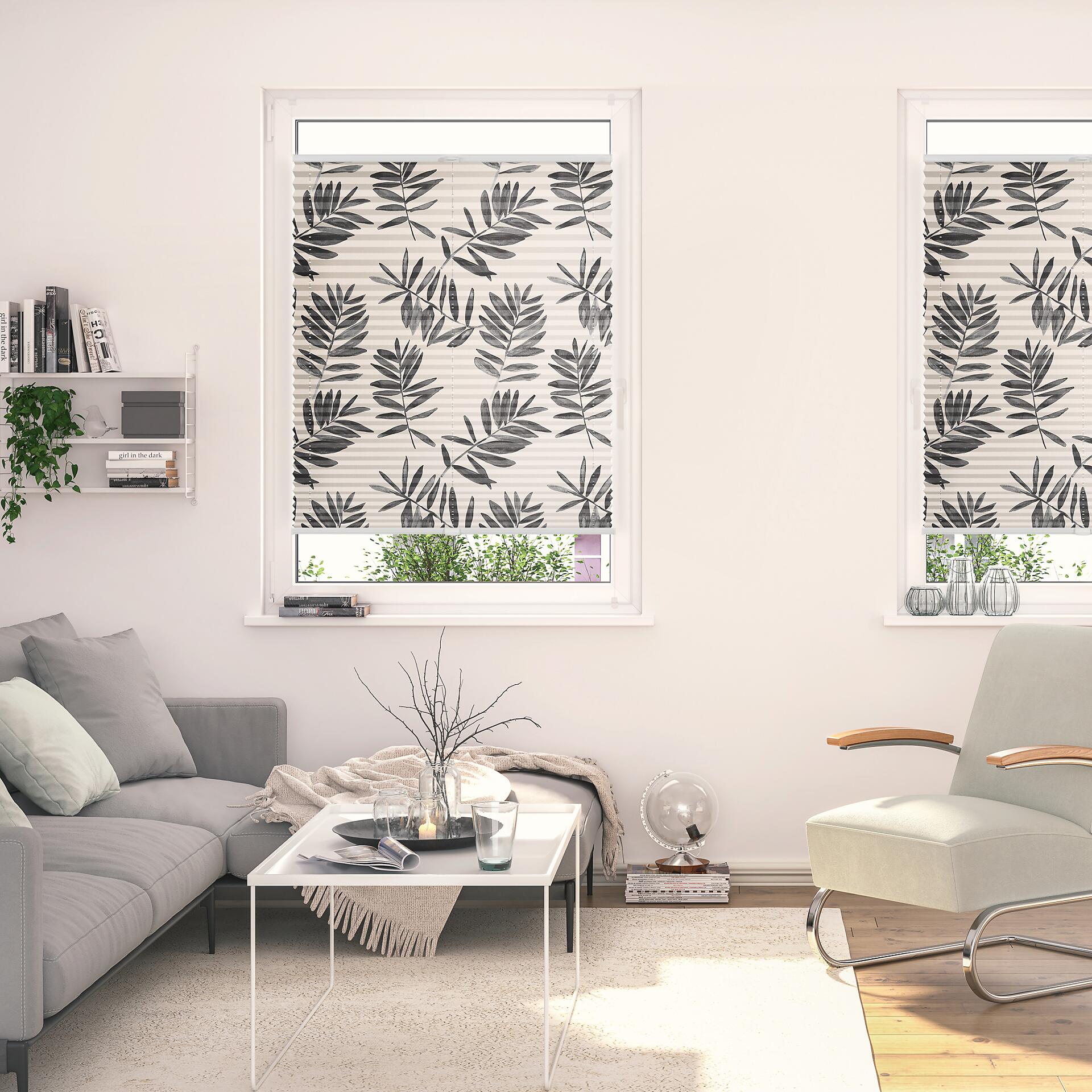 LICHTBLICK Spannplissee Black Watercolor schwarz B/L: ca. 70x130 cm