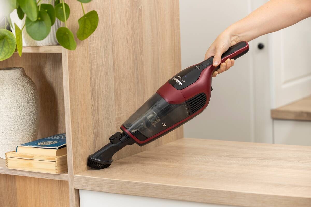 Gorenje Handstaubsauger SVC216100DSIIR rot schwarz Metall Kunststoff B/H/L: ca. 26x118x17 cm