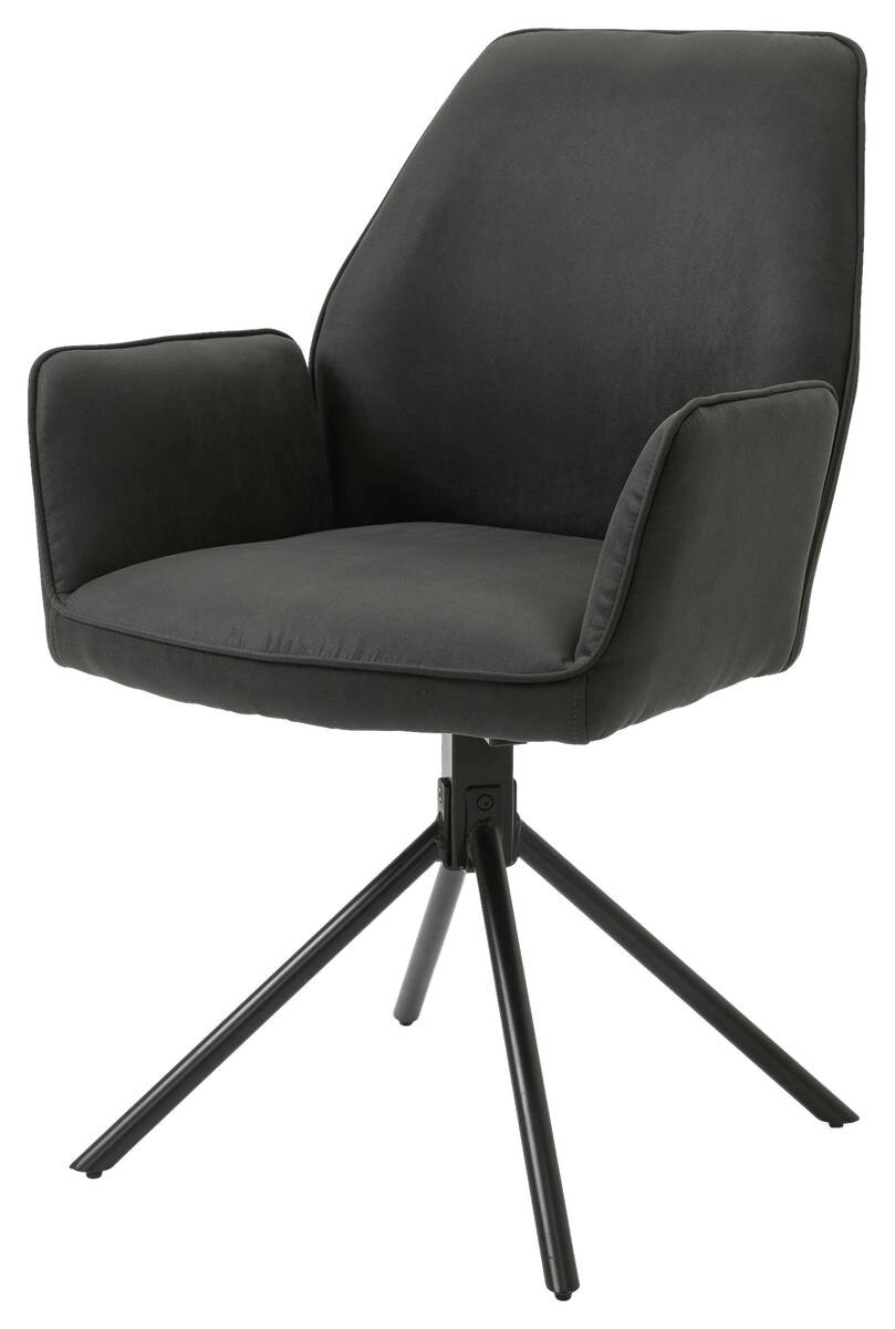 Stuhl BLAIR 2er-Set anthrazit Vintage schwarz Stoff Metall B/H/T: ca. 57x89x61 cm