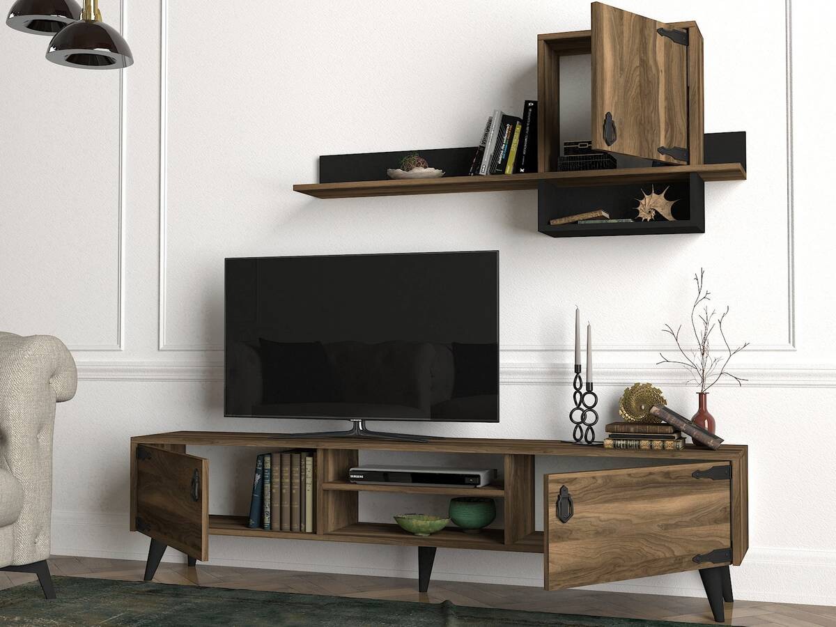 Wohnwand Anthes walnuss Nachbildung B/H/T: ca. 180x41x30 cm