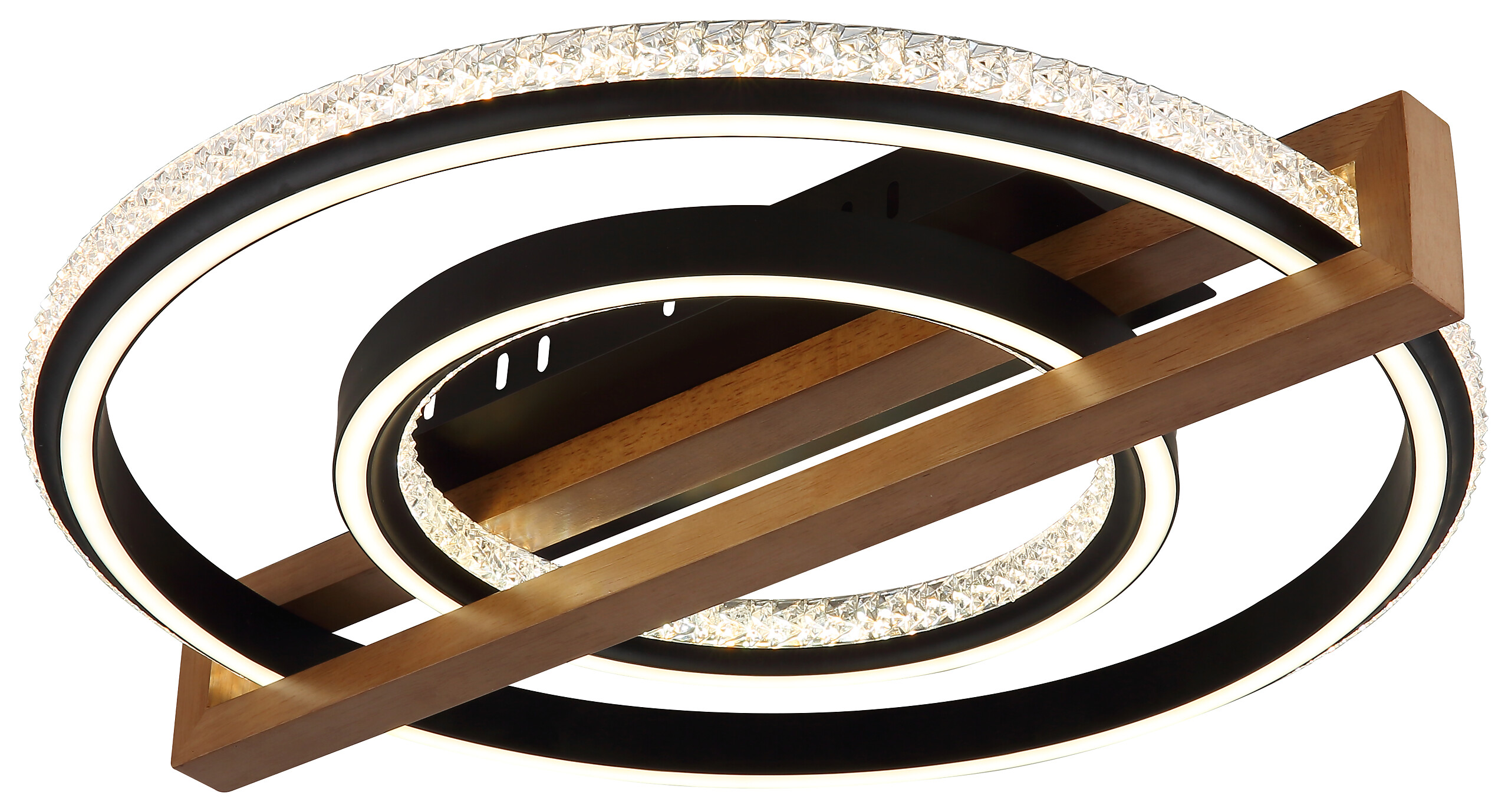 GLOBO LED-Deckenleuchte mattschwarz Opal dunkelbraun Metall Kunststoff Holz B/H/L: ca. 55x11,5x50 cm 1 Brennstellen