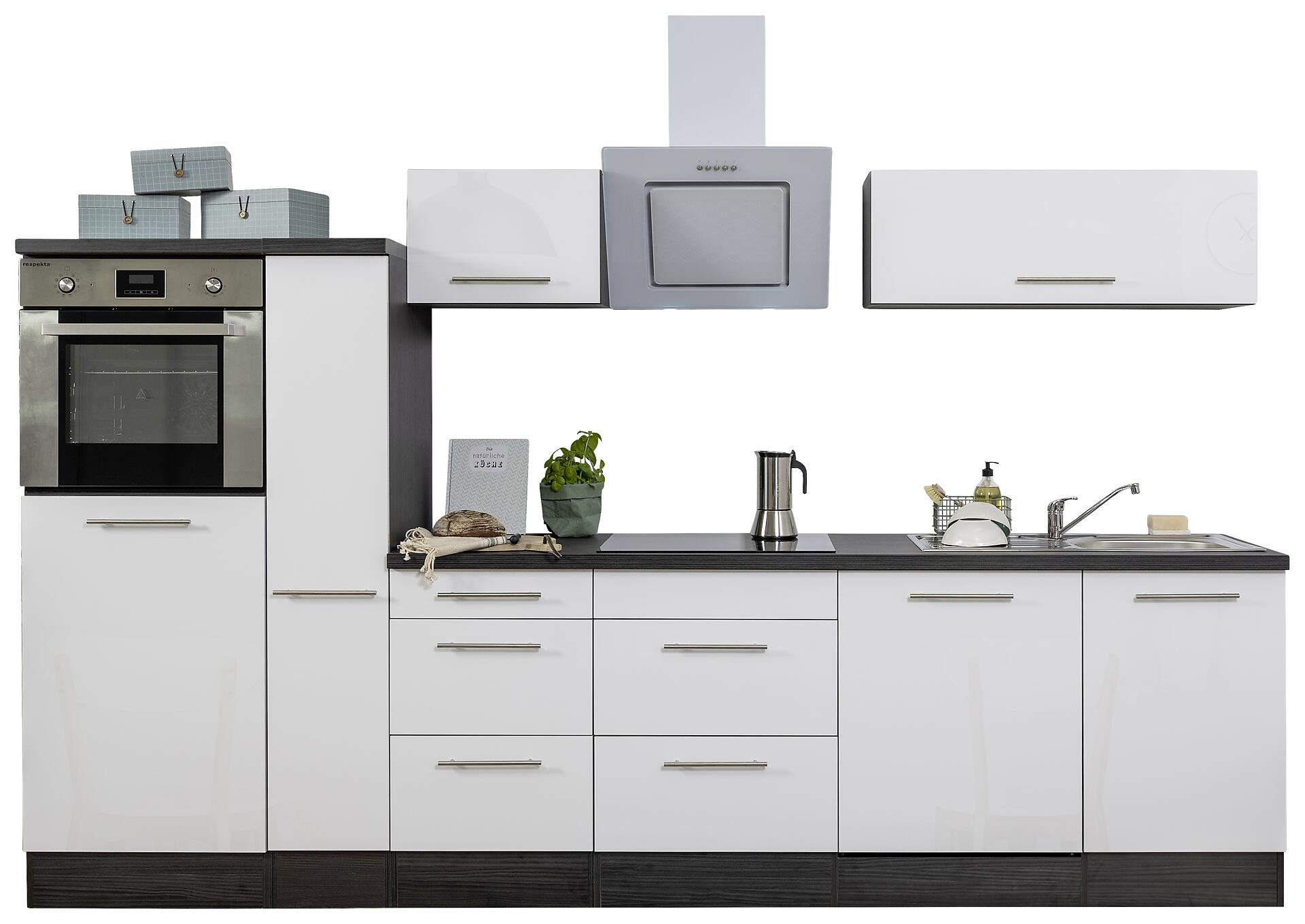 Respekta Küchenblock Amanda weiß Hochglanz B/H/T: ca. 310x200x60 cm