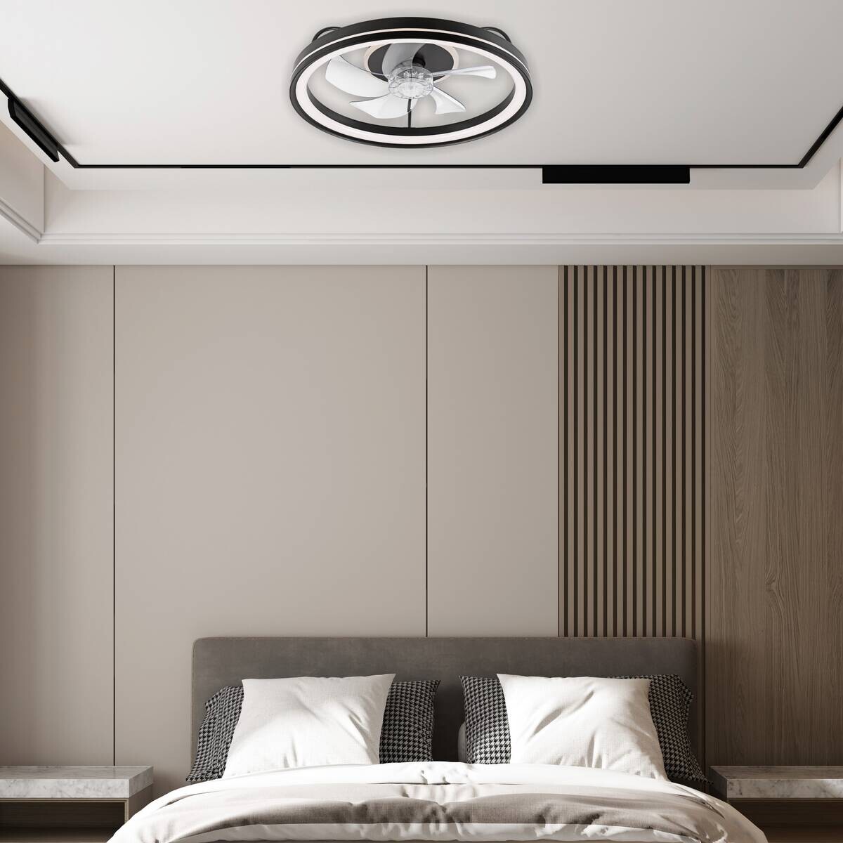 Lamkur LED-Deckenventilator Falco schwarz H/L: ca. 17x50 cm max. 40 W