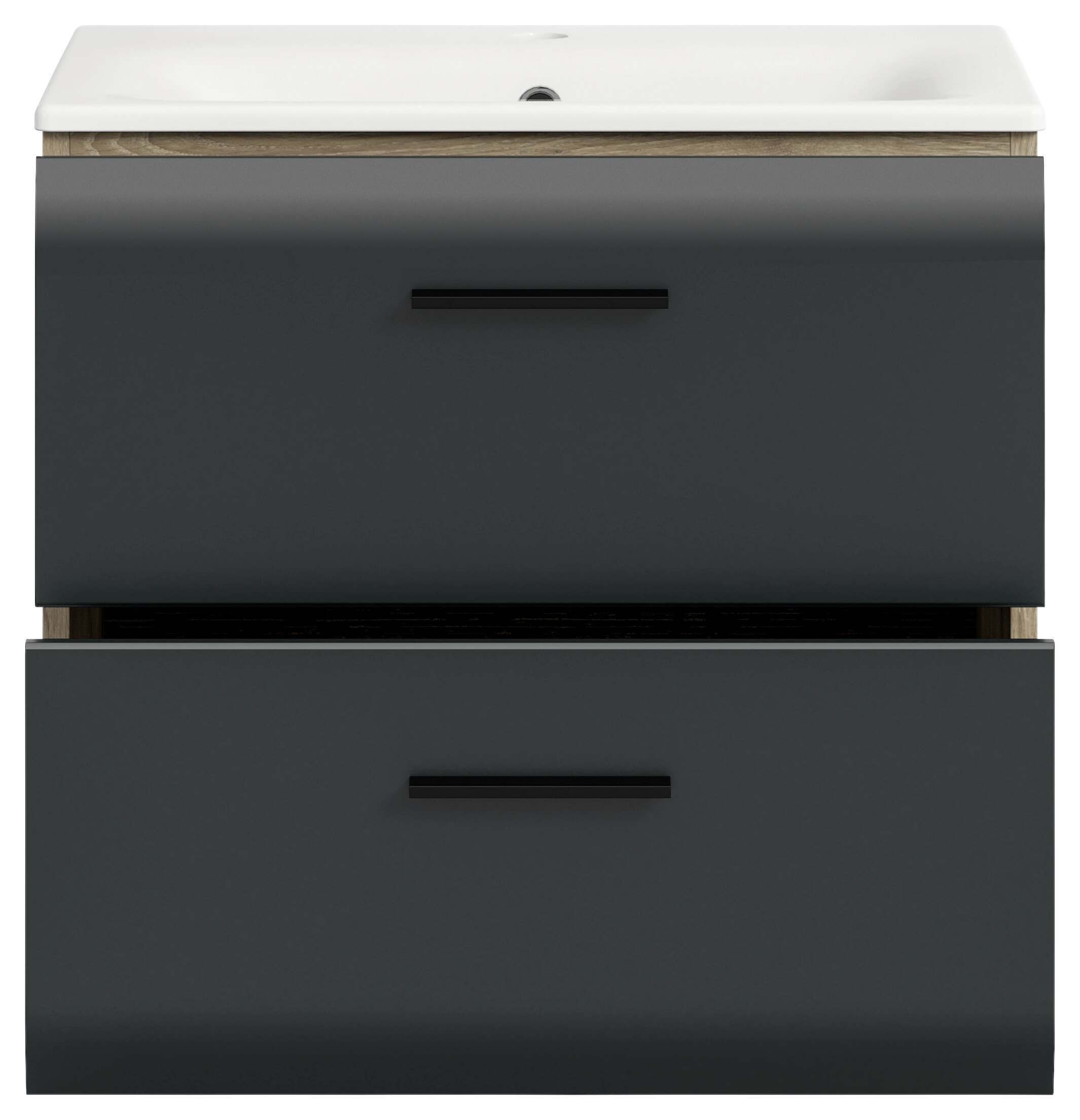 Waschplatz Ice Nox Oak Nachbildung schwarz matt B/H/T: ca. 60x55x46 cm