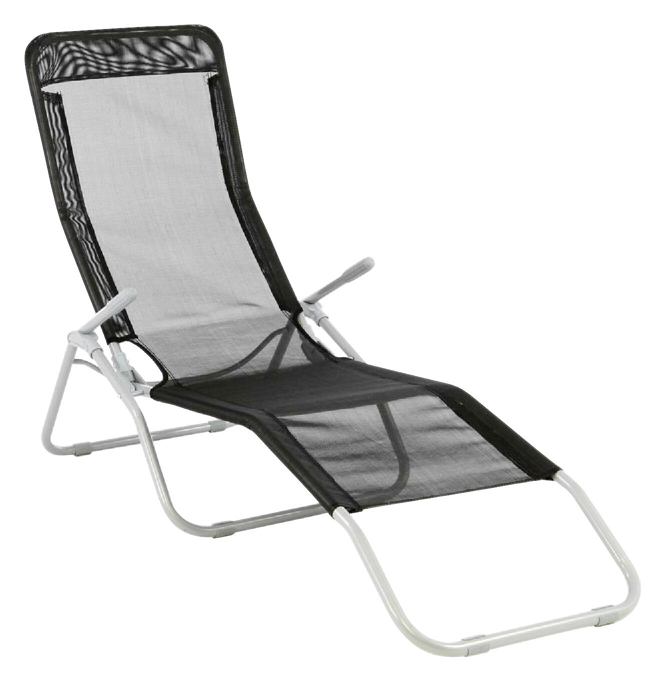 VCM Gartenliege schwarz Stahl B/H/L: ca. 48x100x160 cm