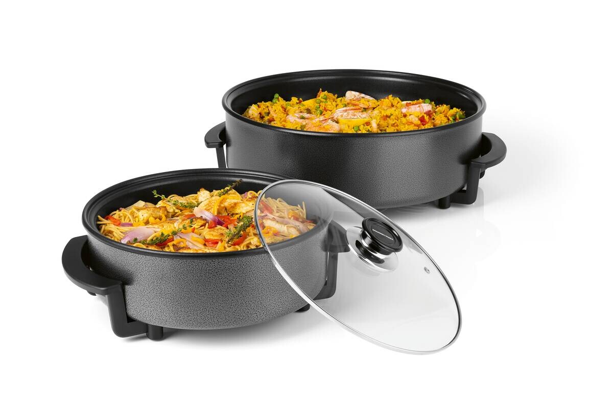 GOURMETmaxx Elektrische Party-Pfanne schwarz Edelstahl B/H/L: ca. 14,5x36x34,5 cm