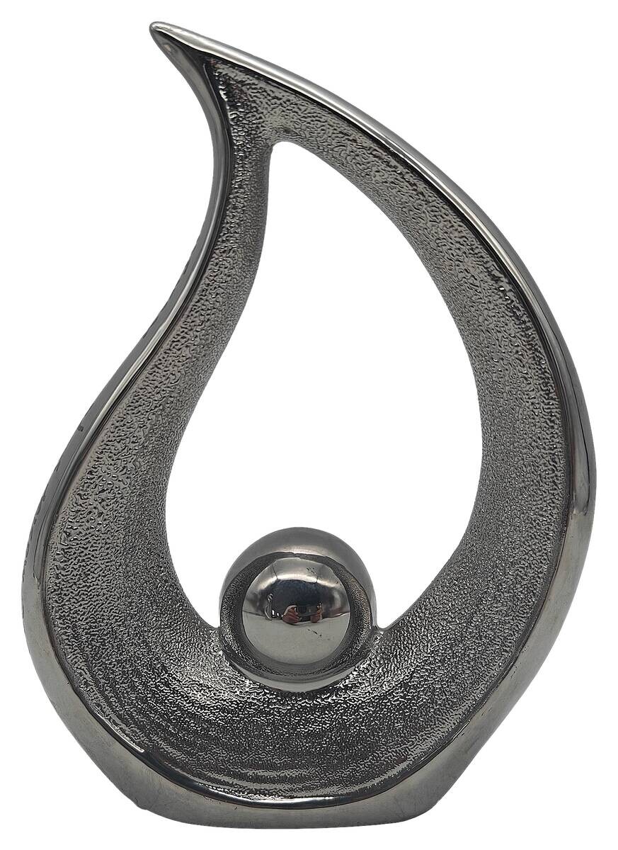 POCOline Deko-Herz silber Porzellan B/H/L: ca. 4,5x20,3x14,8 cm