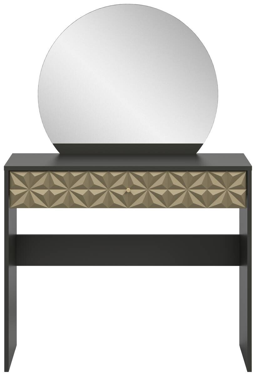 Schminktisch PRISMA schwarz gold Hochglanz Optik B/H/T: ca. 90x133x39 cm
