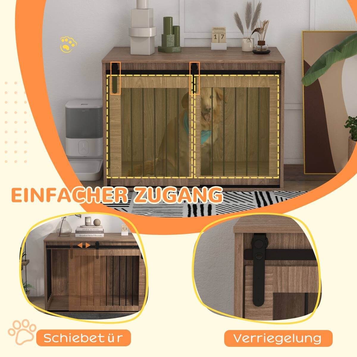 PawHut Hundekäfig nussbaum Spanplatte B/H/L: ca. 58x61x98 cm