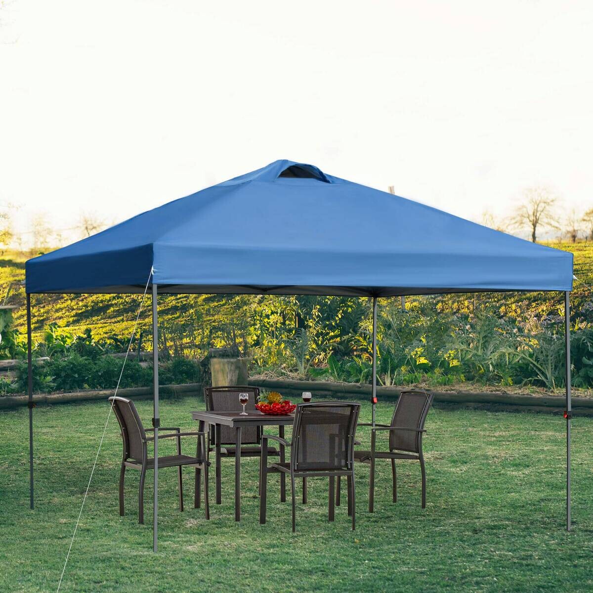 Outsunny Pavillon blau Stahl B/H/L: ca. 295x264x295 cm