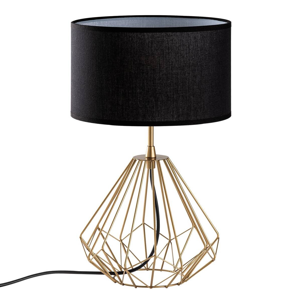 Tischleuchte gold Metall Stoff B/H/T/L: ca. 25x43x25x25 cm E27 1 Brennstellen