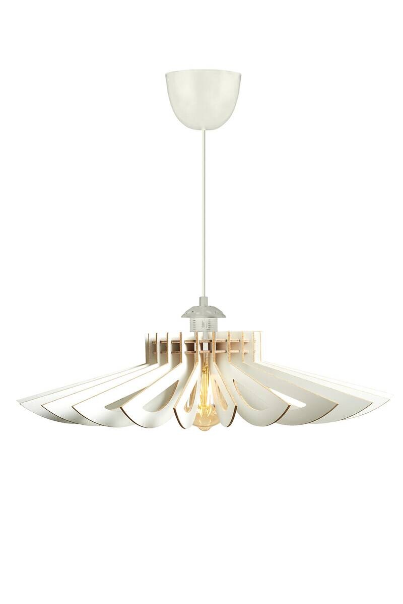 Opviq Pendelleuchte weiß MDF B/H/L: ca. 68x50x68 cm E27 1 Brennstellen