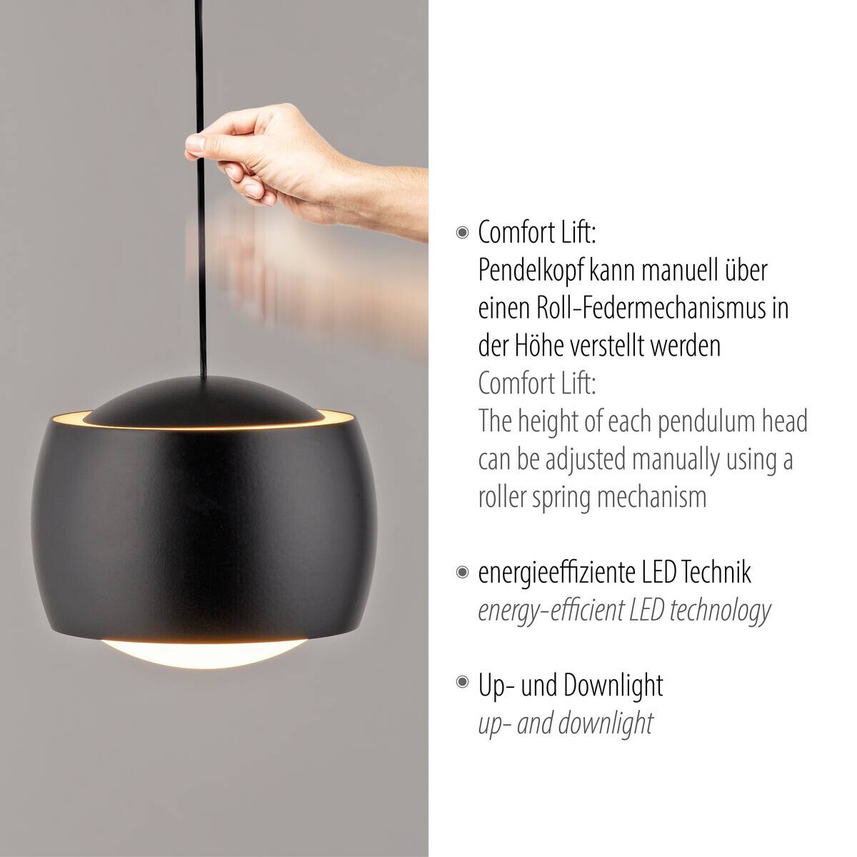 Just Light Pendelleuchte Ballini schwarz